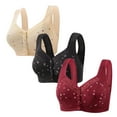 thumbnail image 1 of XFYSSS 3PC Fashion Women's Plus Size Printed Underwear Without Steel Ring Gathering Comfortable and Breathable Front Button Underwear Daily Bra S-4XL, 1 of 3