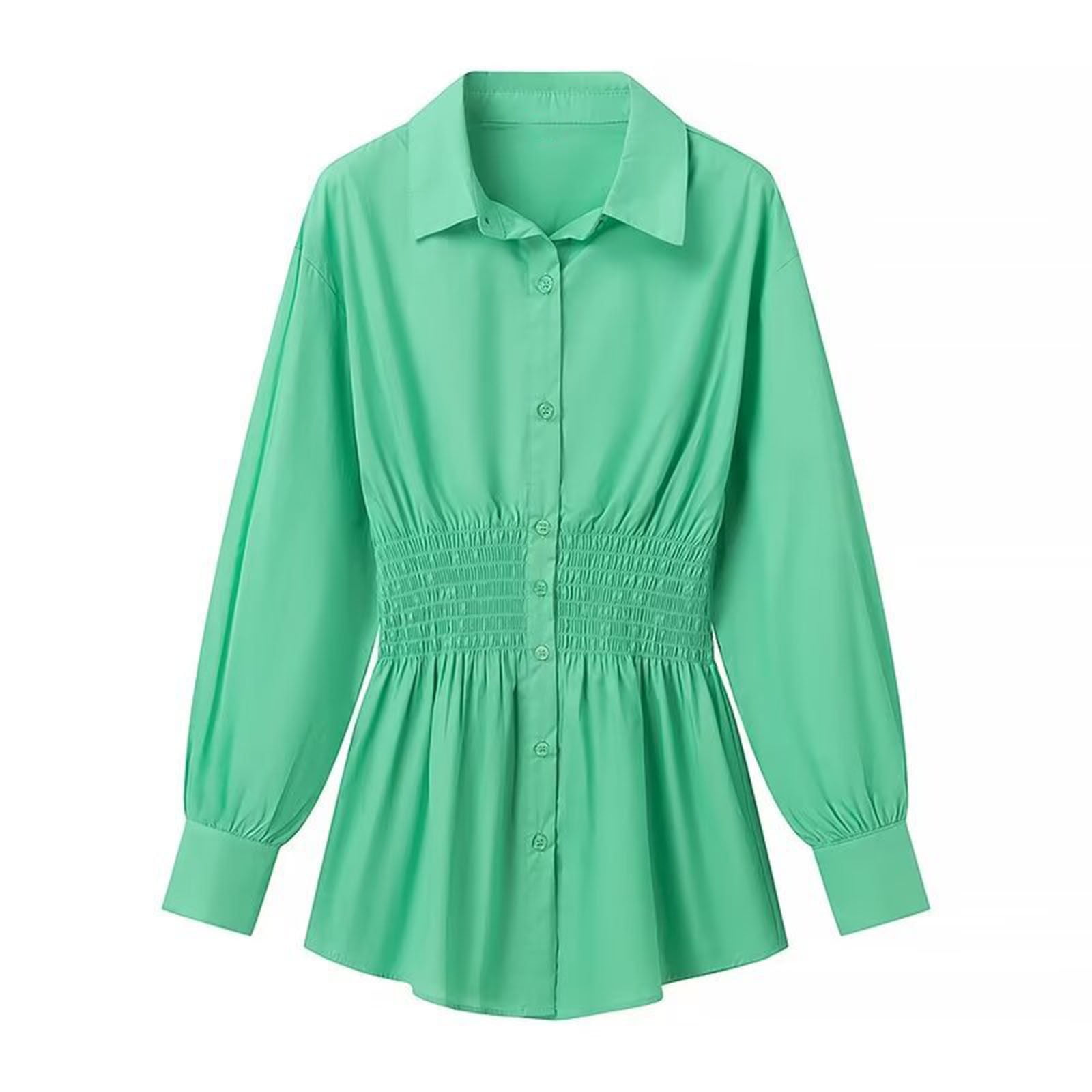 Casual Solid Color Lapel Button Blouse