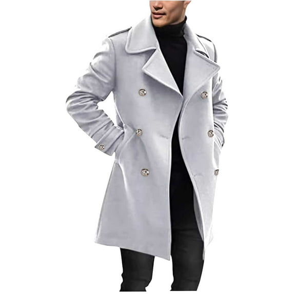 XFYSSS Casual Men's Fasion Solid Color Button Pocket Coat Jacket Long Sleeved Hoodless Casual Outwear & Jackets Men Polyester Jacket