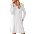 thumbnail image 1 of XFYSSS Casual Women's Fashion Solid Color Long Sleeve V-Neck Drawstring Pullover Hooded Dress Women Polyester Dress Long Sleeve V-Neck Hooded Dress, 1 of 7