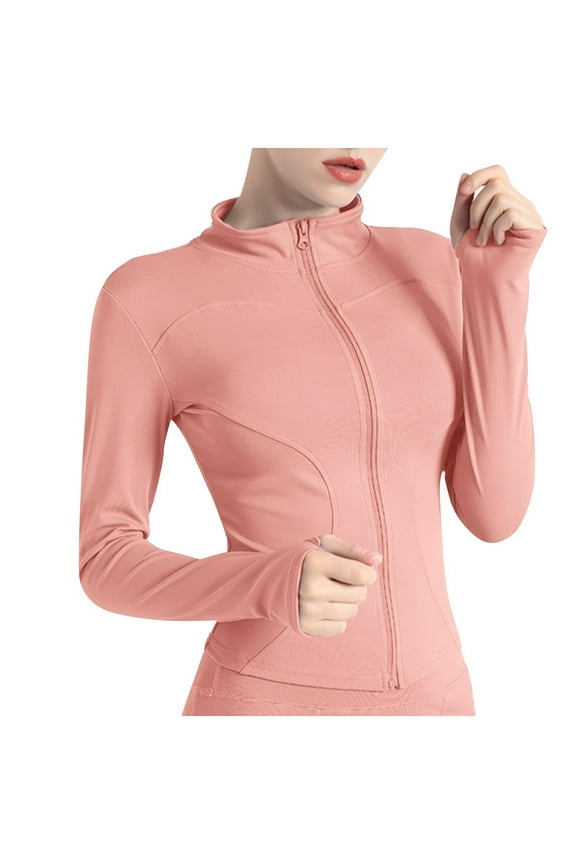 Casual Women's High Elastic Sports Jacket Standing Collar Slim Yoga Top Womens Long Sleeved Standing Collar Top Shirt