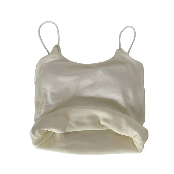 XFYSSS Casual Women's Solid Color With Thick Velvet Insulation Belt Chest Cushion Base Vest Round Neck Suspender Camisoles