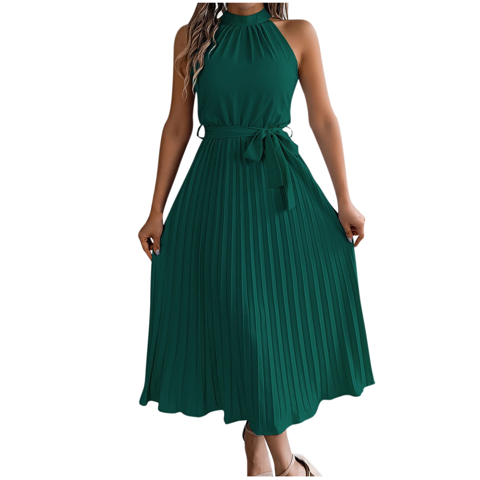 open lace back dress MO&Co. Women's Pleated Cinched Waist Dress Floral Size Xs