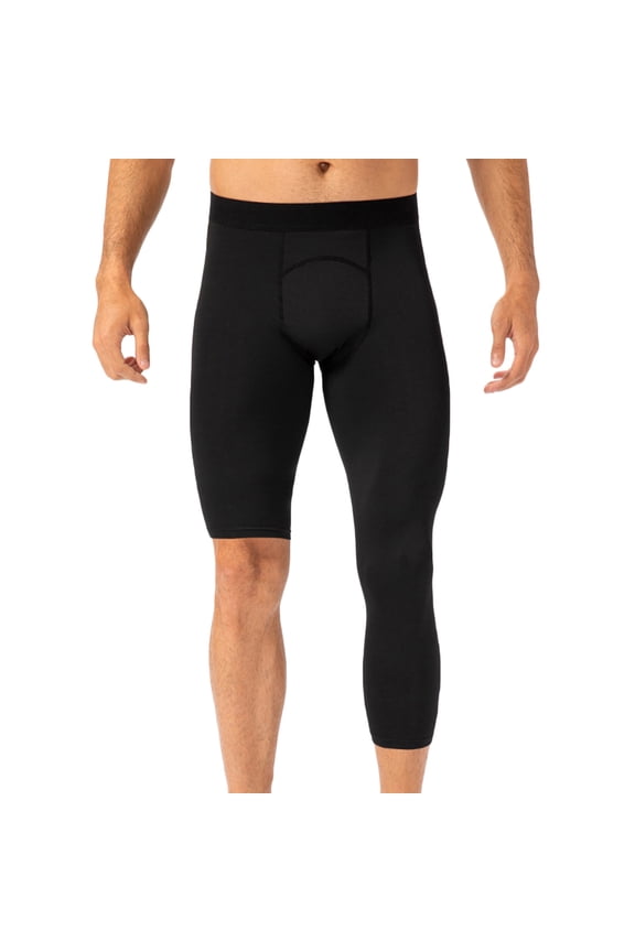 Fashion Casual Men's Single Leg Tight Fitness Running Training Elastic Speed Drying Solid Color Seven Part Pants Yoga Full Length Pants