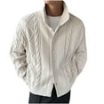thumbnail image 1 of XFYSSS Fashion Casual Men's Solid Color Texture Design Cardigan Button Knit Sweater Jacket Stand Collar Sweater Coat, 1 of 3