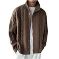 thumbnail image 1 of XFYSSS Fashion Casual Men's Solid Color Texture Design Cardigan Button Knit Sweater Jacket Stand Collar Sweater Coat, 1 of 3