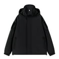 thumbnail image 1 of XFYSSS Fashion Casual Men's Solid Color Zipper Pocket Windproof Waterproof And Warm Assault Suit Long Sleeve Hooded Casual Outwear & Jackets, 1 of 6