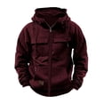 thumbnail image 1 of XFYSSS Fashion Casual Men's Vintage Workwear Color Block Multi Pocket Zipper Long Sleeved Hooded Casual Jacket Long Sleeve Hooded Casual Outwear & Jackets, 1 of 4