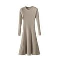 thumbnail image 1 of XFYSSS Fashion Casual Women's Mid Length Dress Round Neck Solid Color Dress Inner Layer Woolen A-Line Dress Autumn And Winter Slim Fit Dress, 1 of 3