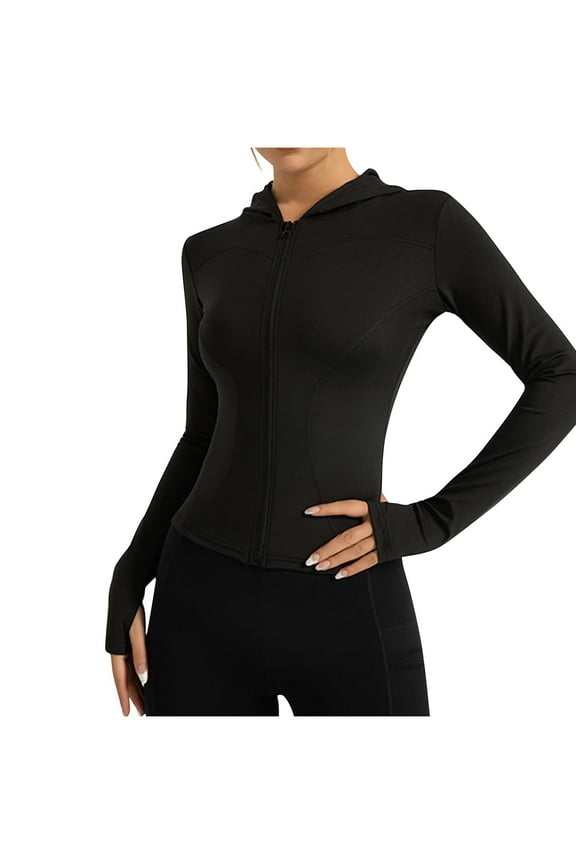 Fashion Casual Women's Slimming Windproof Running Cycling Solid Color Windproof Sports Jacket for Women Long Sleeve Hooded Blouse