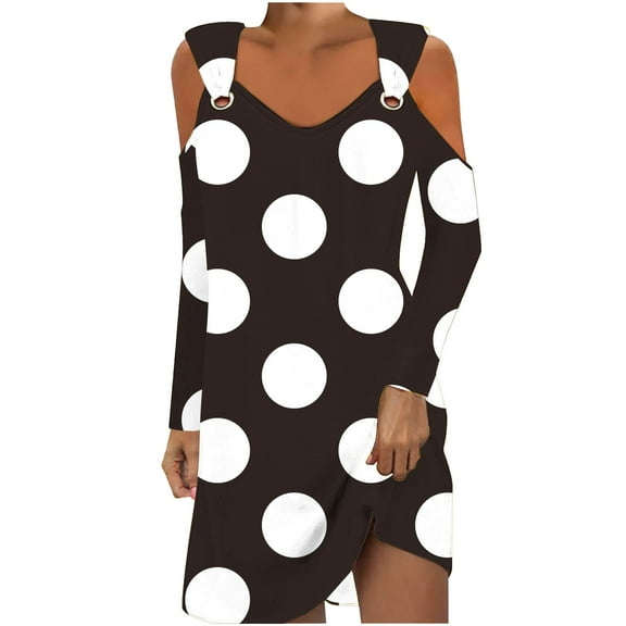 XFYSSS Fashion Ladies' Casual Striped Printed Long Sleeved Camisole Off Shoulder Dress Round Neck Dress Long Sleeve Round-Neck Dress