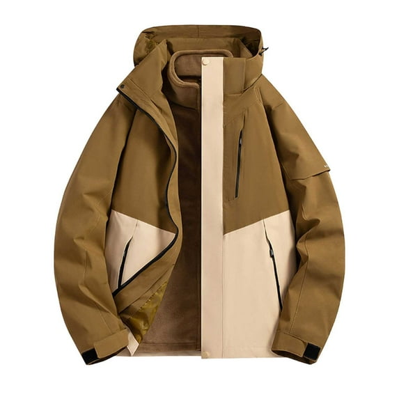XFYSSS Fashion Ladies' Loose Color Blocked Waterproof Outdoor Hiking Suit Detachable Two-Piece Set Long Sleeved Hooded Assault Suit Long Sleeve Hooded Casual Outwear & Jackets