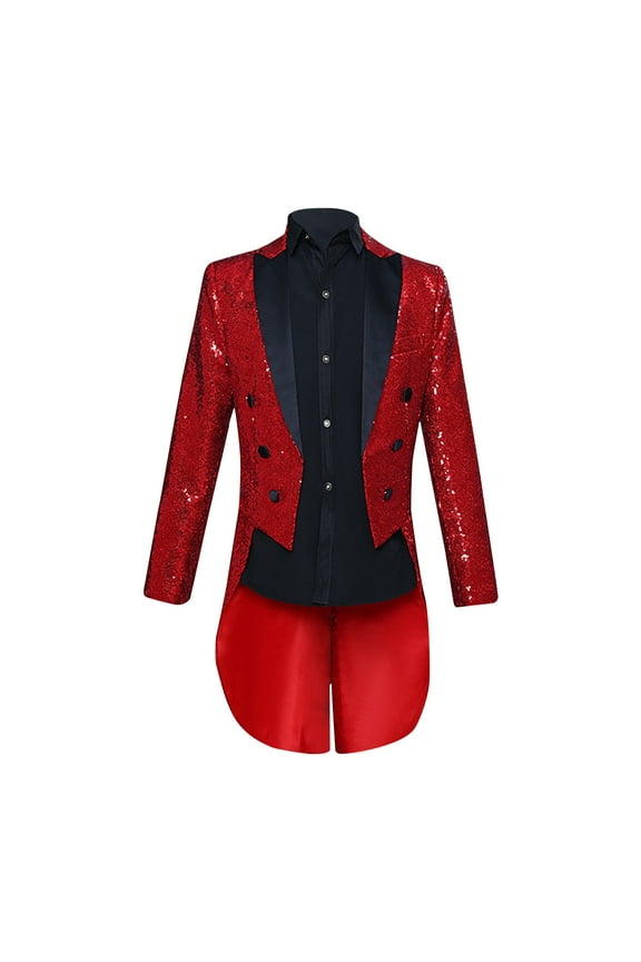 Fashion Men's Sequined Solid Color Performance Suit Dormal Dress Single Breasted Tailcoat Suit Jacket Blazer