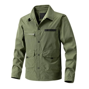 XFYSSS Fashion Men's Solid Color Buttons Pockets Long Sleeve Outwear Coat Long Sleeve Hoodless Casual Outwear & Jackets