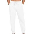 thumbnail image 1 of XFYSSS Fashion Men's Solid Color Casual Binding Ankle Drawstring Pocket Pants Full Length Pants Men Polyester Pants, 1 of 5