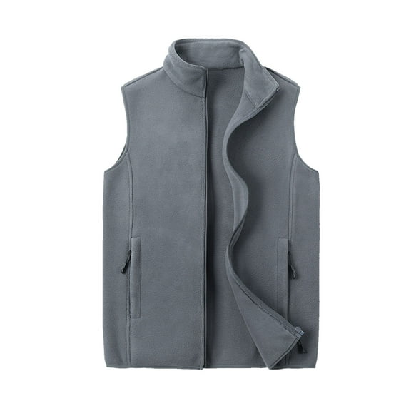 XFYSSS Fashion Men's Solid Color Double-Sided Fleece Zipper Vest Pocket Outdoor Shoulder Jacket Sleeveless Hoodless Casual Outwear & Jackets