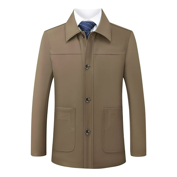 XFYSSS Fashion Men's Solid Color Jacket Casual Top Slim Fit Button Pocket Jacket Long Sleeve Hoodless Casual Outwear & Jackets