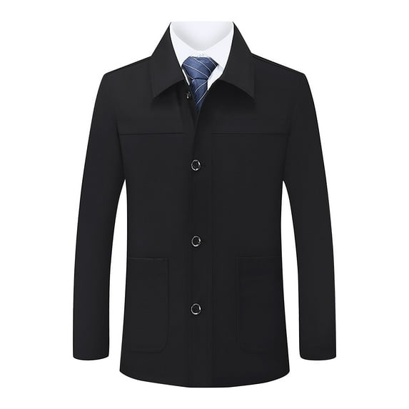 XFYSSS Fashion Men's Solid Color Jacket Casual Top Slim Fit Button Pocket Jacket Long Sleeve Hoodless Casual Outwear & Jackets