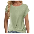 thumbnail image 1 of XFYSSS Fashion Women's Casual Solid Color Round-Neck Short Sleeve Regular Pullover Shirt Short Sleeve Round-Neck Blouses & Shirts, 1 of 6