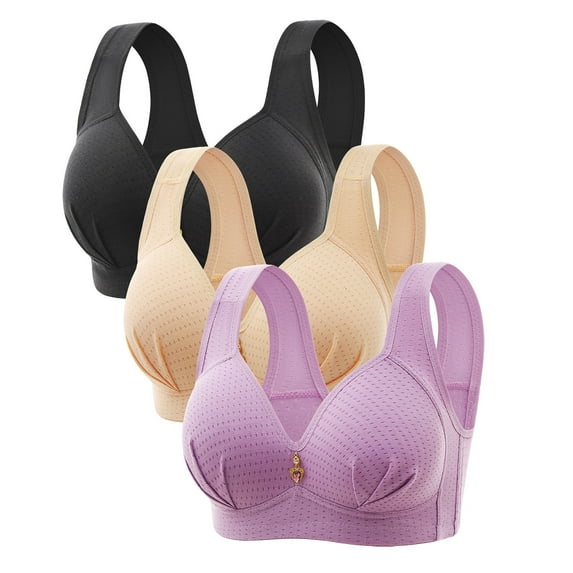 XFYSSS Fashion Women's Embroidered Glossy Printed Non Steel Ring Gathering Comfortable Breathable Underwear Everyday Bras
