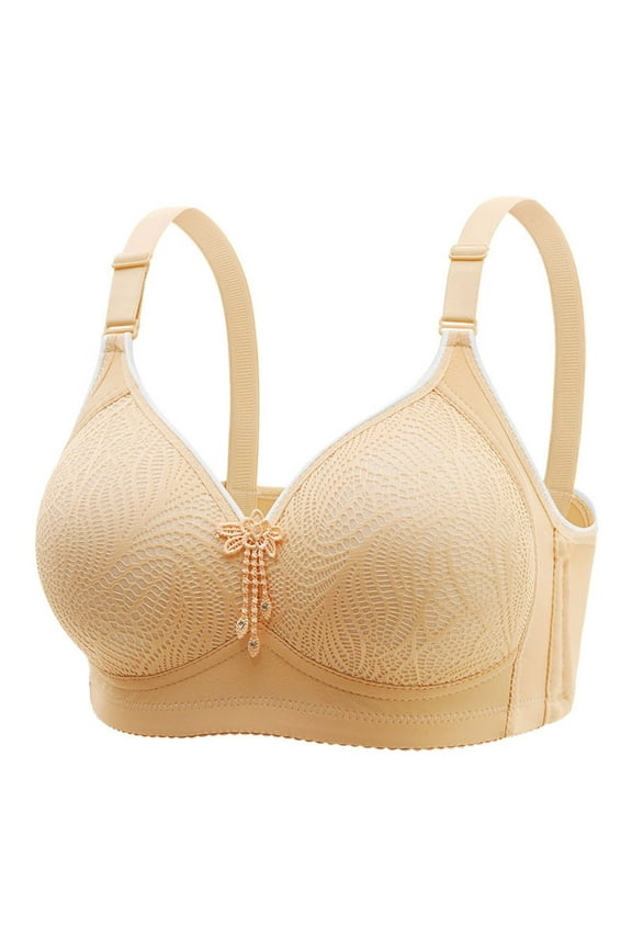 Fashion Women's Large Jacquard Collar Double Breasts No Steel Rings Adjustable Shoulder Straps Daily Bra S-3XL