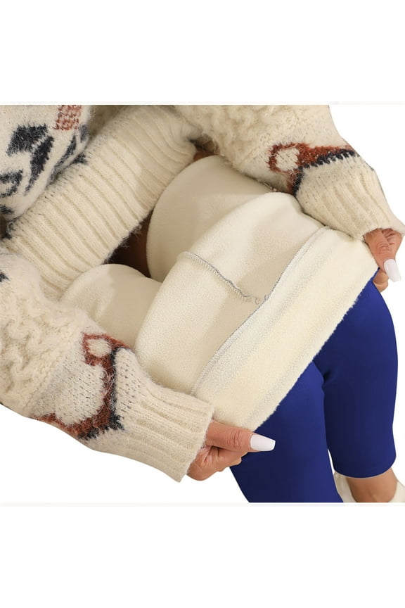 Fashion Women's Winter Solid Color Underwear with Thick and Plush Warm Pants Straight Leg Casual Pants Full Length Pants Women Polyester Pants