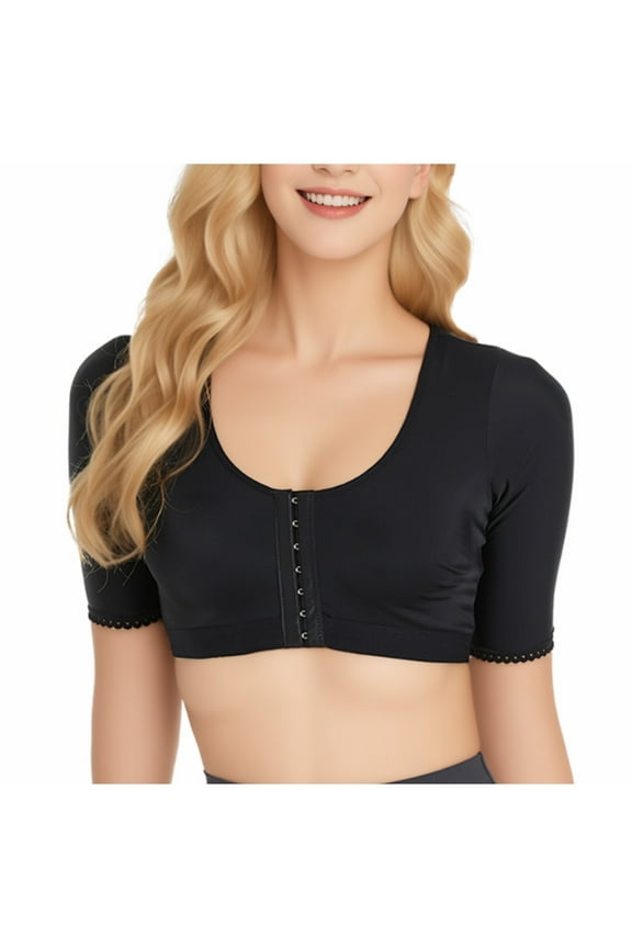 Fashion Women's Without Steel Ring- Gathered Front Button Body Shaping Tops Adjustable Corset Yoga Running Shockproof Sports Bra