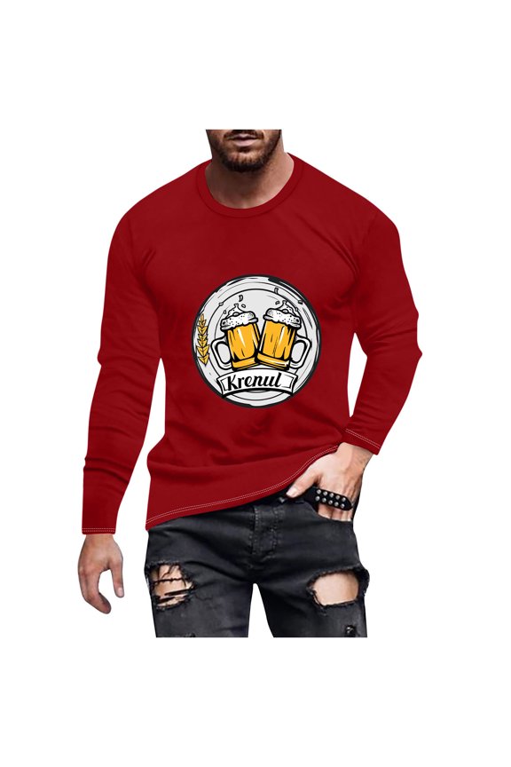 Fashionable Men's Printed Top With Long Sleeved Round Neck And Smiling Face Printed Top Long Sleeve Round-Neck Blouses & Shirts