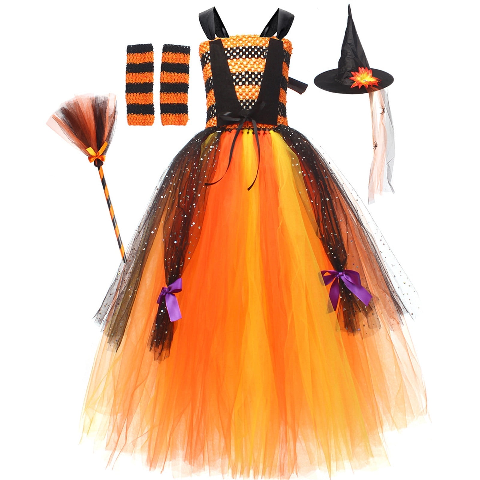 XFYSSS Girl Witch COS Costume Children's Long Dress Fashion Halloween