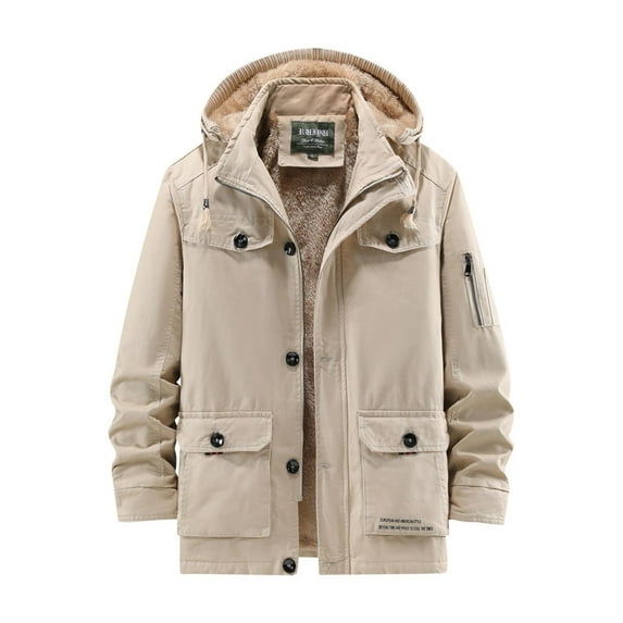 XFYSSS Men's Casual And Fashionable Solid Color Long Sleeved Hooded Zipper Pocket Jacket Long Sleeved Hooded Casual Outwear & Jackets