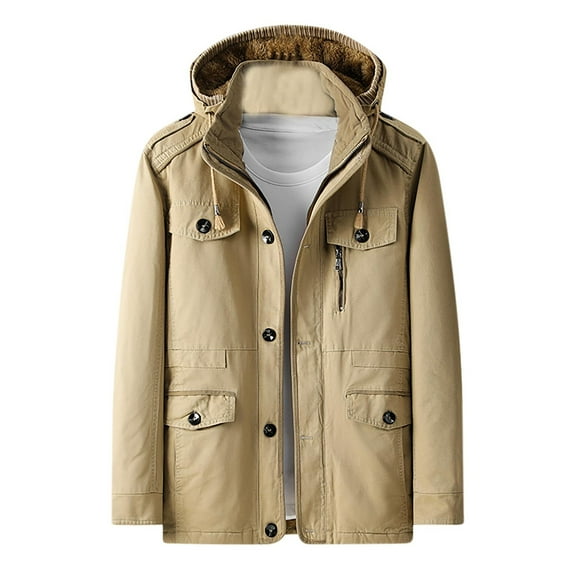 XFYSSS Men's Casual Fashionable Long Sleeved Hooded Zipper Pocket Hooded Coat Long Sleeve Hooded Casual Outwear & Jackets