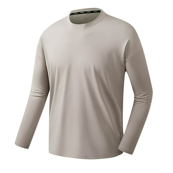 XFYSSS Men's Casual Fasion Top Round Neck Sports Top Long Sleeved Round Neck Top/shirt Men Polyester Blouse
