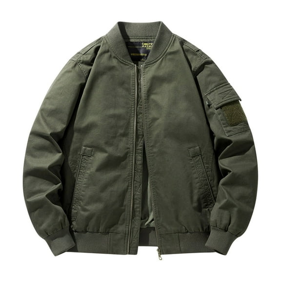 XFYSSS Men's Fashion Casual Long Sleeved Multi Pocket Zippered Work Suit Assault Top Long Sleeve Hoodless Casual Outwear Jackets