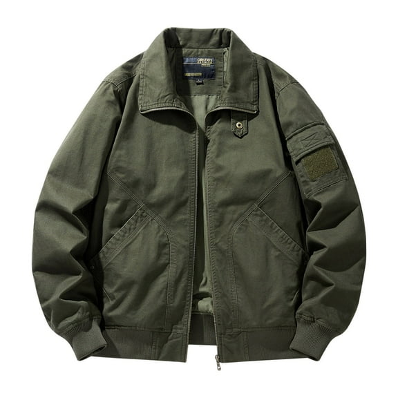 XFYSSS Men's Fashion Casual Long Sleeved Multi Pocket Zippered Work Suit Assault Top Long Sleeve Hoodless Casual Outwear Jackets