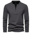 thumbnail image 1 of XFYSSS Men's Fashion Casual Pullover Solid Color V-Neck Blouses Long Sleeve V-Neck Blouses & Shirts Men Cotton Blouse, 1 of 4