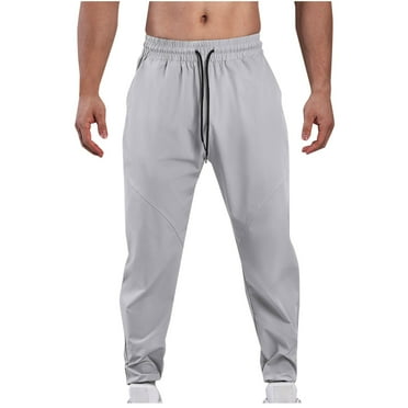XFYSSS Men's Fashion Casual Solid Color Elastic Waist Pockets Binding Leg Full Length Pants Men Polyester Pants