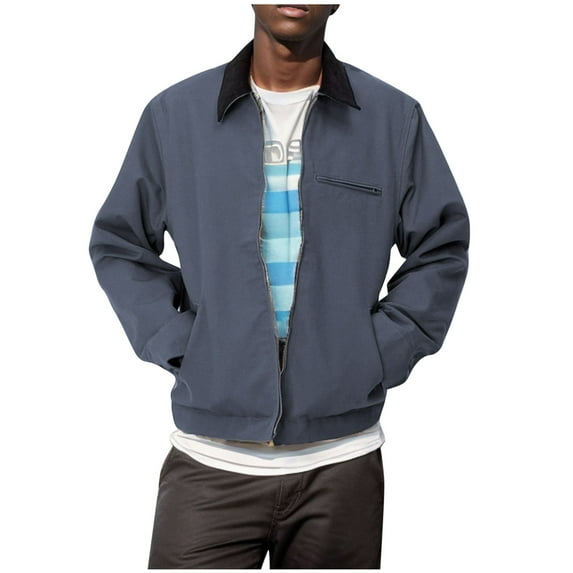 XFYSSS Men's Fashion Casual Solid Color Zipper Pockets Long Sleeve Outwear Coat Long Sleeve Hoodless Casual Outwear & Jackets