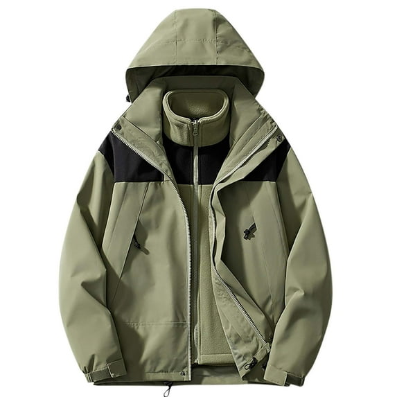 XFYSSS Men's Fashion Solid Color Casual Outdoors Sports Zipper Pockets Assault Suit Long Sleeve Hooded Casual Outwear & Jackets Men Polyester Blouse
