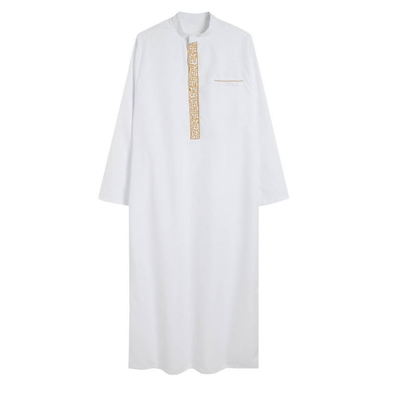 XFYSSS Men's Muslim Robe Arab Middle Robe Long Style Long Sleeve Embroidered Standing Neck Long Shirt Fashion Casual Robe
