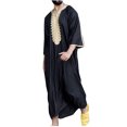 thumbnail image 1 of XFYSSS Men's Muslim Robe Arab Middle Robe Long Style Long Sleeve Embroidered Standing Neck Long Shirt Fashion Casual Robe, 1 of 1