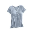 thumbnail image 1 of XFYSSS Nursing Tops for Breastfeeding Women with Built in Bra Short Sleeved V Neck Soft Comfy Pregnant Shirts, 1 of 6