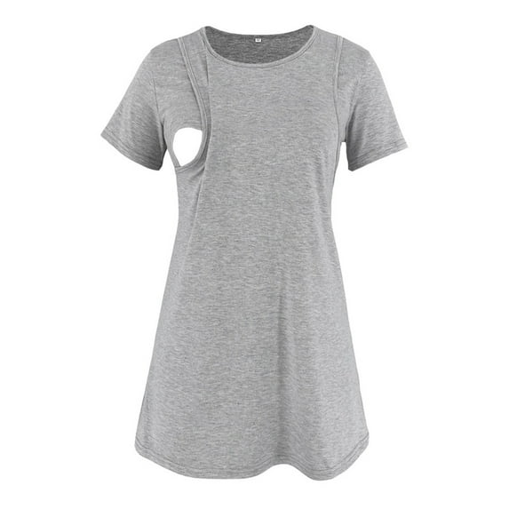 XFYSSS Pregnancy Shirt Women Maternity Short Sleeve Nursing T-Shirt Top for Breastfeeding Round Neck Pregnancy Clothes