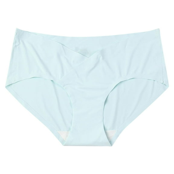 XFYSSS Pregnant Women's Underwear V-shaped Low Waist Support Belly Solid Color Seamless Ice Silk Comfortable Base Shorts for Pregnant Women's Underwear