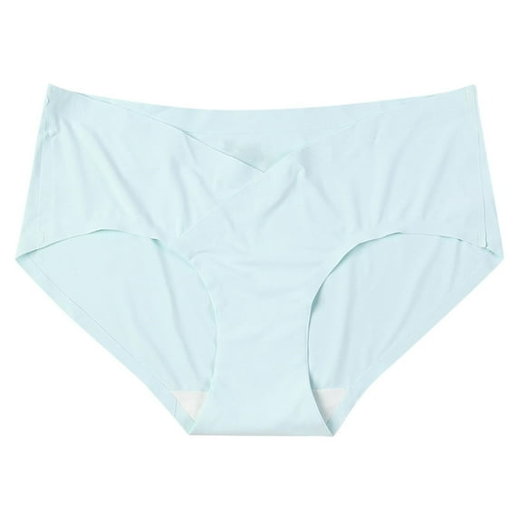 XFYSSS Pregnant Women's Underwear V-shaped Low Waist Support Belly Solid Color Seamless Ice Silk Comfortable Base Shorts for Pregnant Women's Underwear