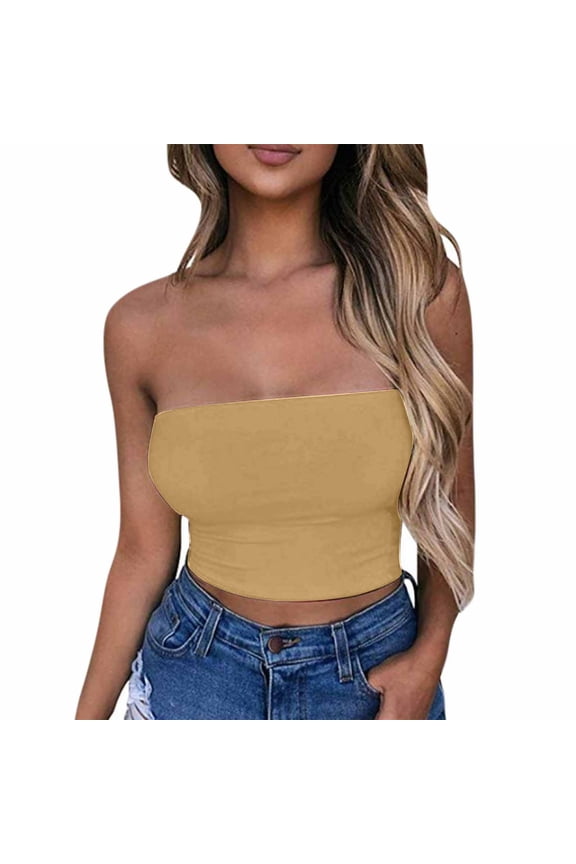 Women's Fashion Casual Strapless Print Tube Tops Strapless Sleeveless Bandeau Tops Yoga Exercise Chest Wrap Vest for Women