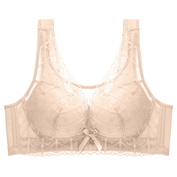 XFYSSS Women's Sexy Large Size Thin Lace Bra Anti Glare Bra Gathered Without Steel Ring Comfortable Fixed Adjustable Breast Collection Cotton