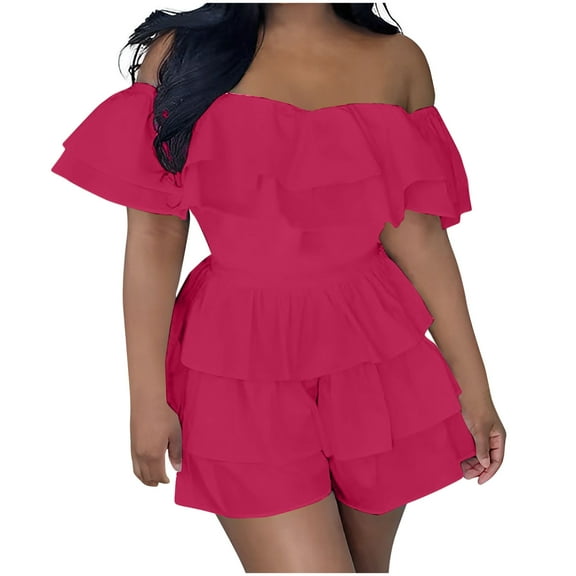 XFYSSS Women's Summer Casual Fashionable Solid Color Multi-layer Patchwork Pleated Jumpsuit Shorts One-Piece Shorts Women Pants