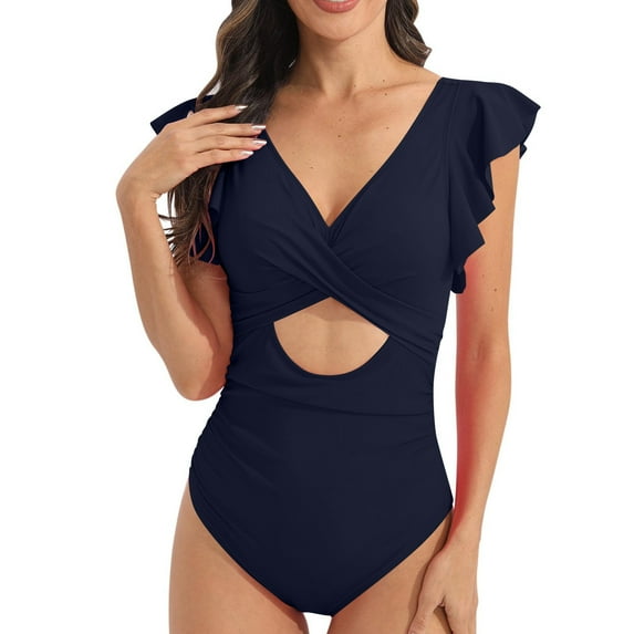 XFYSSS Women's Summer Plus Size Sports One-Piece Swimsuit Surfing Suit Sleeveless Sunscreen Solid Color Swimsuit with Chest Cushion One-Piece Bikini Set S-2XL