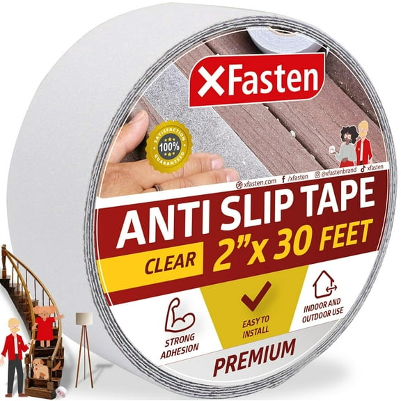 XFasten Anti-Slip Tape Non-Slip Safety 2 x 30 Feet Clear Adhesive