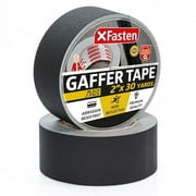 XFasten Black Gaffers Tape 2 Inch x 30 Yards, Residue-Free Strong Adhesion (2-Pack 180-feet Total)